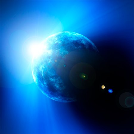 simsearch:400-04726836,k - An illustration of a sunrise of a blue planet Photographie de stock - Aubaine LD & Abonnement, Code: 400-04595865
