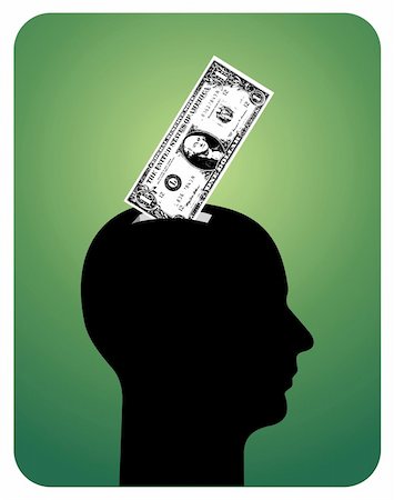 simsearch:400-04529024,k - Human head with a one-dollar bill into the upper. Vector available Stock Photo - Budget Royalty-Free & Subscription, Code: 400-04596003