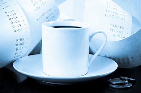 register tape - Coffee Cup, Change and Adding Machine Tape in Blue Tones Stock Photo - Budget Royalty-Free & Subscription, Code: 400-04596017