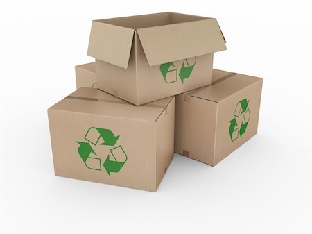 simsearch:400-06073227,k - 3d rendering of a cardboard boxes with a recycling logo. Stock Photo - Budget Royalty-Free & Subscription, Code: 400-04596575