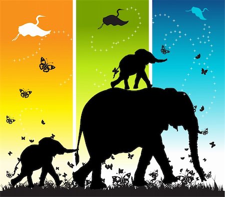 simsearch:400-04597010,k - Family of elephants on nature walk, vector illustration Stock Photo - Budget Royalty-Free & Subscription, Code: 400-04597013