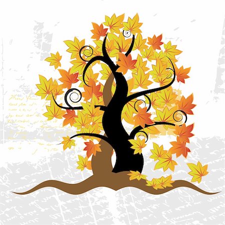 simsearch:400-04595330,k - Old tree, grass, autumn, grunge background Stock Photo - Budget Royalty-Free & Subscription, Code: 400-04597076