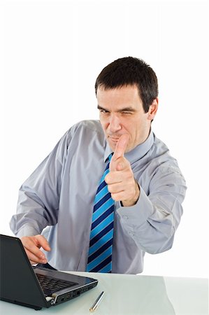 simsearch:400-04790442,k - Pointing businessman with laptop - isolated Stock Photo - Budget Royalty-Free & Subscription, Code: 400-04597732