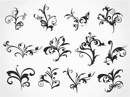 simsearch:400-05168100,k - vector  element floral tattoo set,  abstract clipart Stock Photo - Budget Royalty-Free & Subscription, Code: 400-04598421