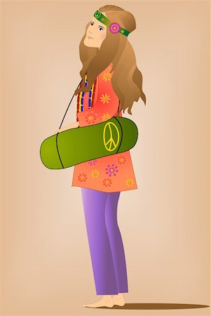 Vector hippie girl. Easy to edit and modify. EPS file included. Stock Photo - Budget Royalty-Free & Subscription, Code: 400-04599583