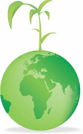 simsearch:400-05363320,k - Vector illustration of the earth with a seedling growing Photographie de stock - Aubaine LD & Abonnement, Code: 400-04599945