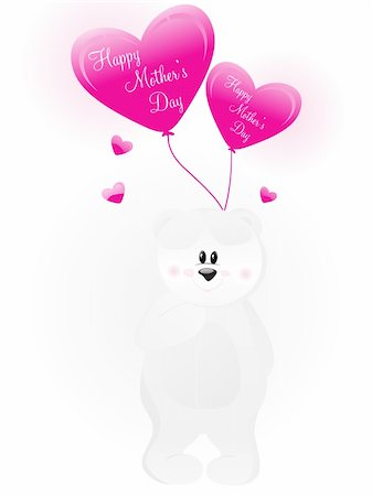 cute taddy with pink balloons on birthday Stock Photo - Budget Royalty-Free & Subscription, Code: 400-04590075