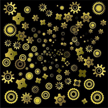 spare parts - abstract background with golden gearwheels on black Stock Photo - Budget Royalty-Free & Subscription, Code: 400-04590340