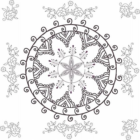 beautiful hand drawn vector pattern design good for textile, jewelery, henna and decorations. to see more patterns and floral designs. visit my portfolio. Foto de stock - Super Valor sin royalties y Suscripción, Código: 400-04590637