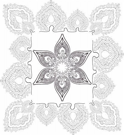 beautiful hand drawn vector pattern design good for textile, jewelery, henna and decorations. to see more patterns and floral designs. visit my portfolio. Foto de stock - Super Valor sin royalties y Suscripción, Código: 400-04590640