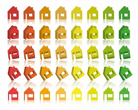 simsearch:400-04786259,k - Eco icon houses in 3d in the colors green yellow red and orange Stock Photo - Budget Royalty-Free & Subscription, Code: 400-04591141