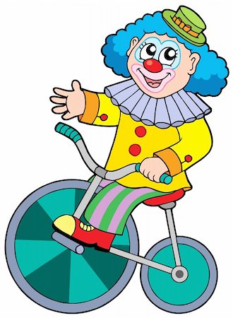simsearch:400-04236834,k - Cartoon clown riding bicycle - vector illustration. Stock Photo - Budget Royalty-Free & Subscription, Code: 400-04591507