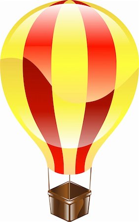simsearch:400-06642893,k - A yellow and red glossy hot air balloon icon illustration Foto de stock - Super Valor sin royalties y Suscripción, Código: 400-04591549