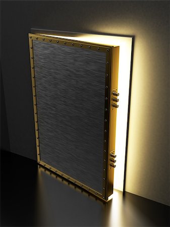 simsearch:400-05913816,k - Metal door with golden frame and locks Stock Photo - Budget Royalty-Free & Subscription, Code: 400-04593712