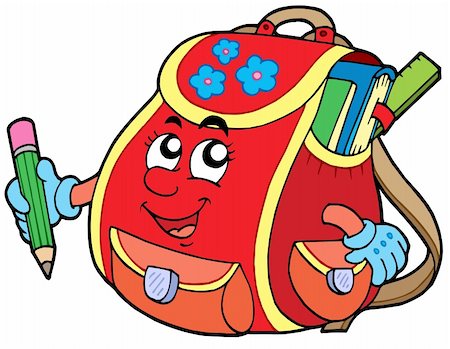 simsearch:400-04240970,k - Red school bag - vector illustration. Stock Photo - Budget Royalty-Free & Subscription, Code: 400-04593999