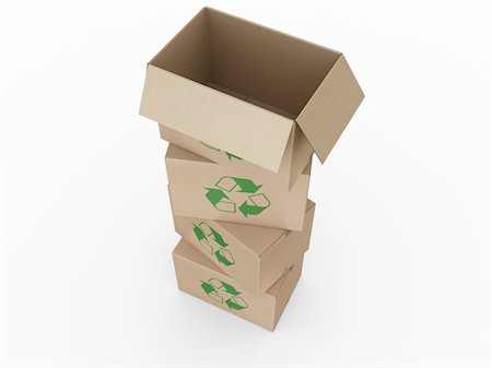 simsearch:400-06073227,k - 3d rendering of a cardboard boxes with a recycling logo. Stock Photo - Budget Royalty-Free & Subscription, Code: 400-04604227