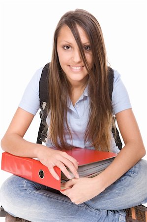 simsearch:400-04860880,k - pretty teenage ready to school. over white background Stock Photo - Budget Royalty-Free & Subscription, Code: 400-04604587