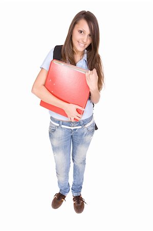 simsearch:400-04860880,k - pretty teenage ready to school . over white background Stock Photo - Budget Royalty-Free & Subscription, Code: 400-04604588