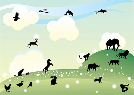 Magical landscape full of animals. More animals in my portfolio. Stock Photo - Budget Royalty-Free & Subscription, Code: 400-04605310