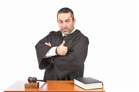 simsearch:700-00028739,k - A serious male judge isolated on white background. Ok gesture Stock Photo - Budget Royalty-Free & Subscription, Code: 400-04605854