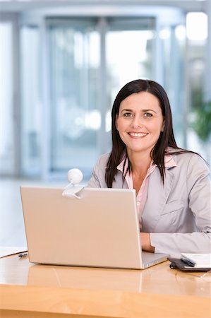 Attractive business woman working on laptop Stock Photo - Budget Royalty-Free & Subscription, Code: 400-04606128