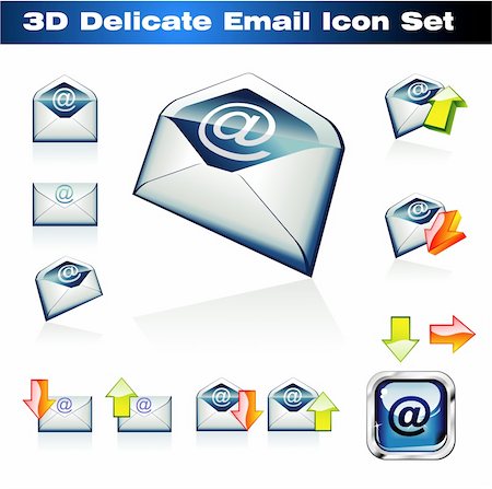 Colorful 3D Emails Icon Set Stock Photo - Budget Royalty-Free & Subscription, Code: 400-04606667