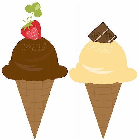 Vector Delicious Chocolate and Vanilla Ice Cream Set Stock Photo - Budget Royalty-Free & Subscription, Code: 400-04606819