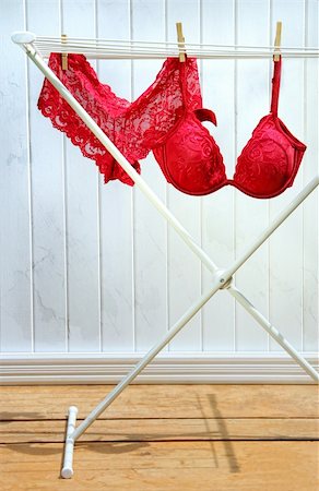 simsearch:400-04313375,k - Red bra and panties drying on clothesline Photographie de stock - Aubaine LD & Abonnement, Code: 400-04607012