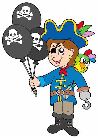 Pirate boy with balloons - vector illustration. Stock Photo - Budget Royalty-Free & Subscription, Code: 400-04608141