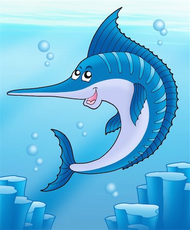 simsearch:400-04052109,k - Sailfish swimming in sea - color illustration. Stock Photo - Budget Royalty-Free & Subscription, Code: 400-04608158