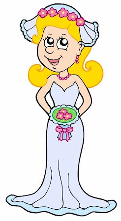 Cartoon bride on white background - vector illustration. Stock Photo - Budget Royalty-Free & Subscription, Code: 400-04600352