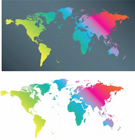 illustration of a flat multi coloured world map Stock Photo - Budget Royalty-Free & Subscription, Code: 400-04600883