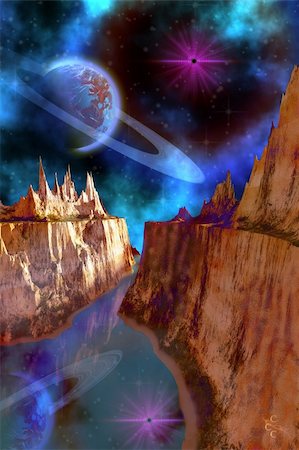 simsearch:400-04296357,k - Cosmic seascape on another world. Stock Photo - Budget Royalty-Free & Subscription, Code: 400-04600995