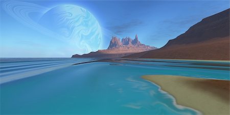 simsearch:400-04296357,k - Cosmic seascape on another planet. Stock Photo - Budget Royalty-Free & Subscription, Code: 400-04600997