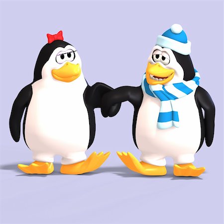 cute penguin couple in love with Clipping Path Photographie de stock - Aubaine LD & Abonnement, Code: 400-04601660
