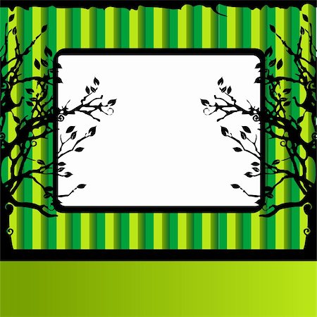 simsearch:400-04595330,k - Tree silhouette, green background, frame with place for your text Stock Photo - Budget Royalty-Free & Subscription, Code: 400-04602296