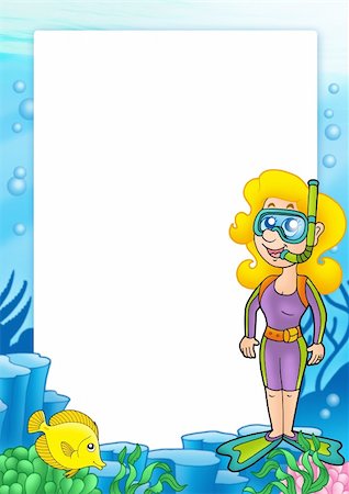 Frame with snorkel diver 1 - color illustration. Stock Photo - Budget Royalty-Free & Subscription, Code: 400-04603377