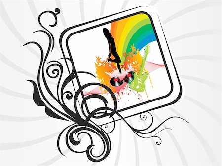 swirly rainbow music note - swirl element and musical frame Stock Photo - Budget Royalty-Free & Subscription, Code: 400-04603425