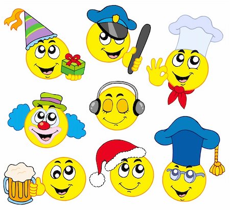 Various smileys 4 on white background - vector illustration. Stock Photo - Budget Royalty-Free & Subscription, Code: 400-04616167