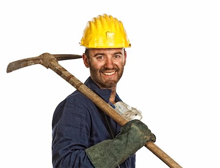 young caucasian labourer portrait isolated on white Stock Photo - Budget Royalty-Free & Subscription, Code: 400-04616501