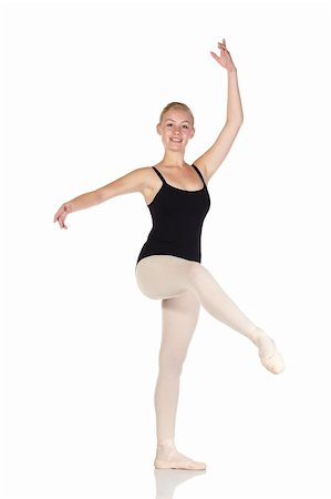 simsearch:400-04119672,k - Young caucasian ballerina girl on white background and reflective white floor showing various ballet steps and positions. Not Isolated Stock Photo - Budget Royalty-Free & Subscription, Code: 400-04616556