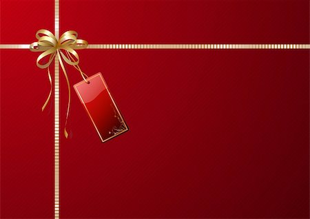 simsearch:400-04374732,k - Vector illustration of shiny gift wrapping with golden ribbon, bow and red empty tag Stock Photo - Budget Royalty-Free & Subscription, Code: 400-04617092