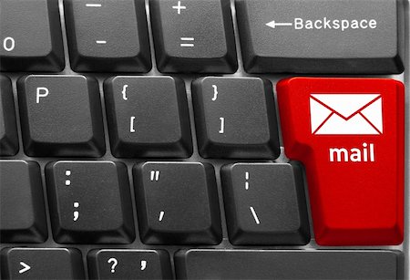 simsearch:400-04350023,k - Close-up of Computer keyboard,  with red "Mail" key Stock Photo - Budget Royalty-Free & Subscription, Code: 400-04617308