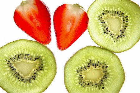 simsearch:400-05891431,k - kiwi and strawberry  transparent slices over white background Stock Photo - Budget Royalty-Free & Subscription, Code: 400-04617487