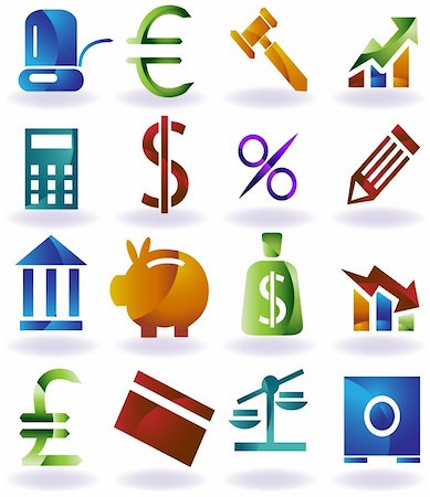 Collection of sixteen banking themed buttons. Stock Photo - Budget Royalty-Free & Subscription, Code: 400-04618940