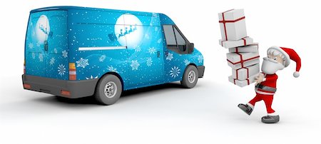 3D Render of a Christmas delivery van with Santa Claus Stock Photo - Budget Royalty-Free & Subscription, Code: 400-04619088