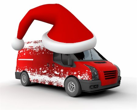 3D Render of a Christmas Delivery Van Isolated on White Stock Photo - Budget Royalty-Free & Subscription, Code: 400-04619090