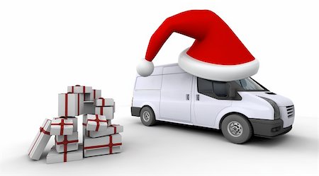 3D Render of a Christmas Delivery Van with a stack of gifts Stock Photo - Budget Royalty-Free & Subscription, Code: 400-04619091