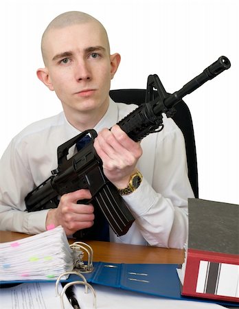 The chief accountant with a rifle in hands Stock Photo - Budget Royalty-Free & Subscription, Code: 400-04619892