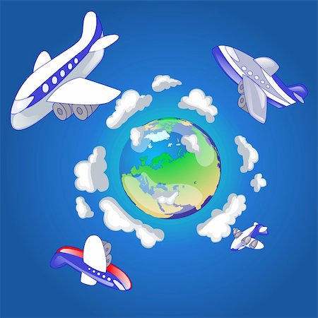 regisser_com (artist) - Illustration of airplanes flying around the world. Air-fare concept. Stock Photo - Budget Royalty-Free & Subscription, Code: 400-04610213